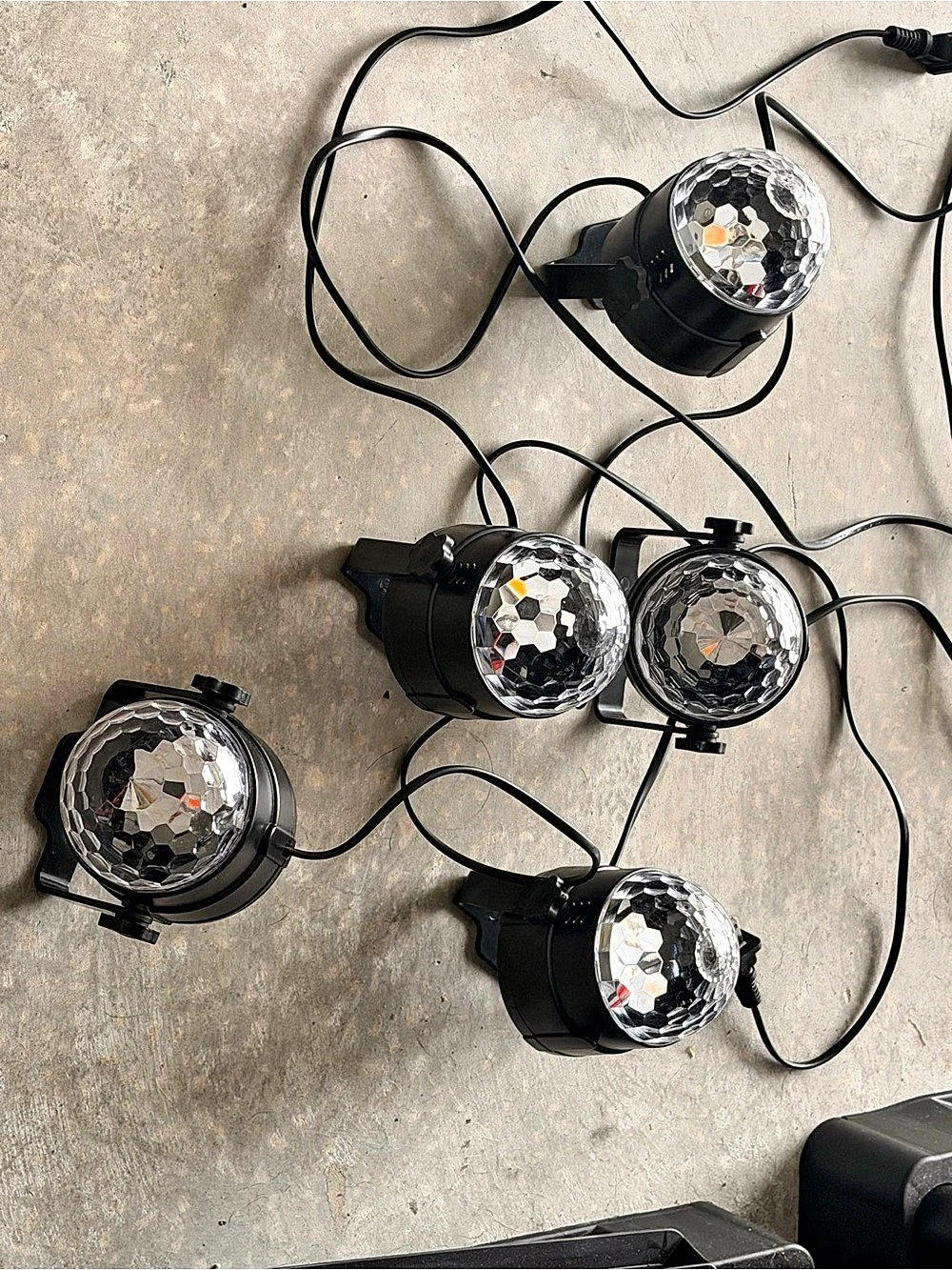 LED Disco Ball Party Lights Set of 5 Black & Silver